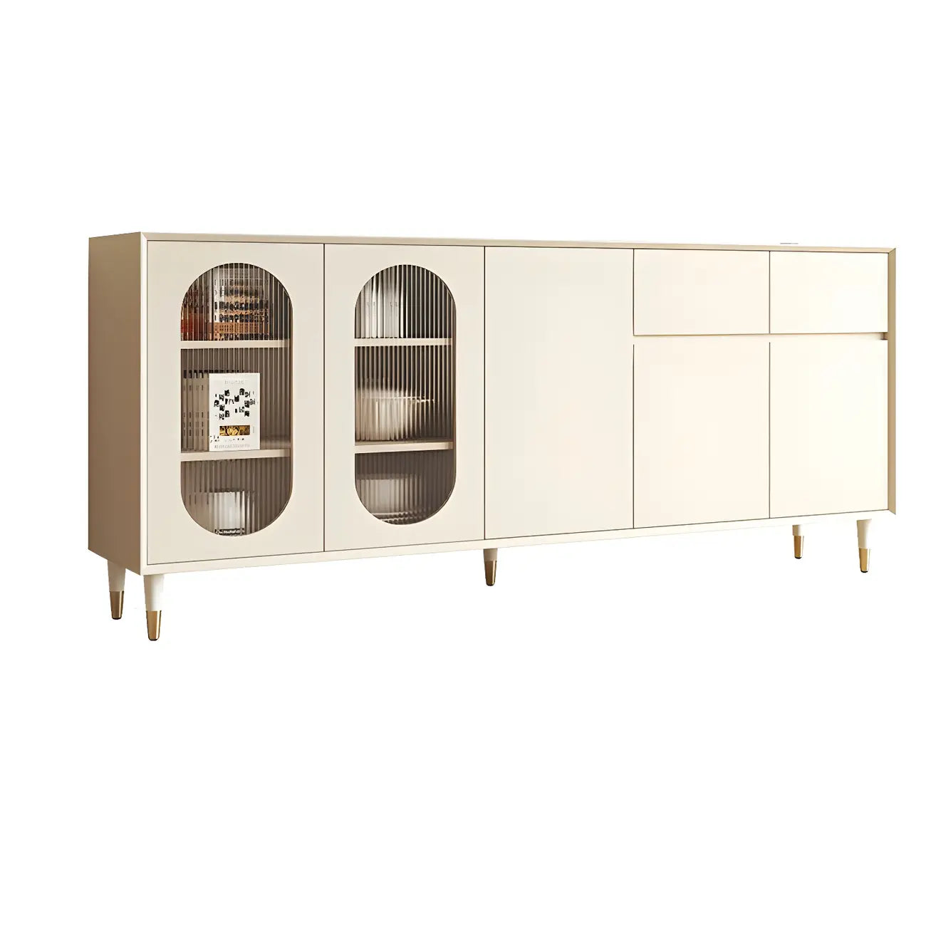 Madia in legno 16W Glam con ante e ripiani in vetro
