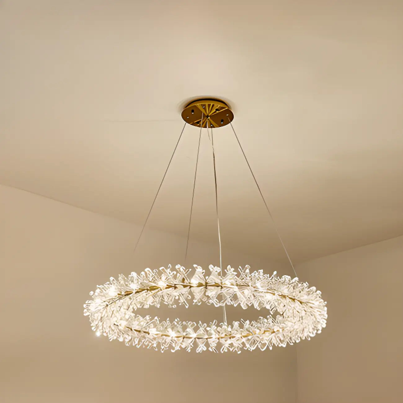 Lustres d'ambiance modernes en guirlande de cristal doré
