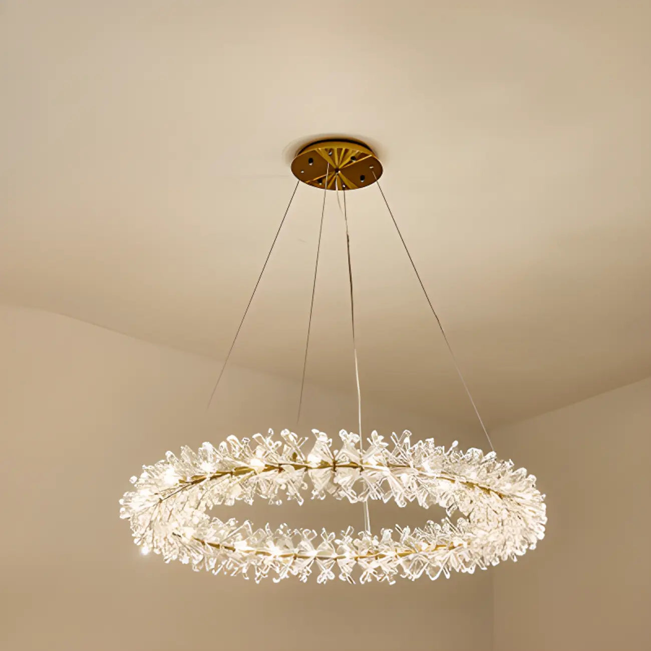 Lustres d'ambiance modernes en guirlande de cristal doré