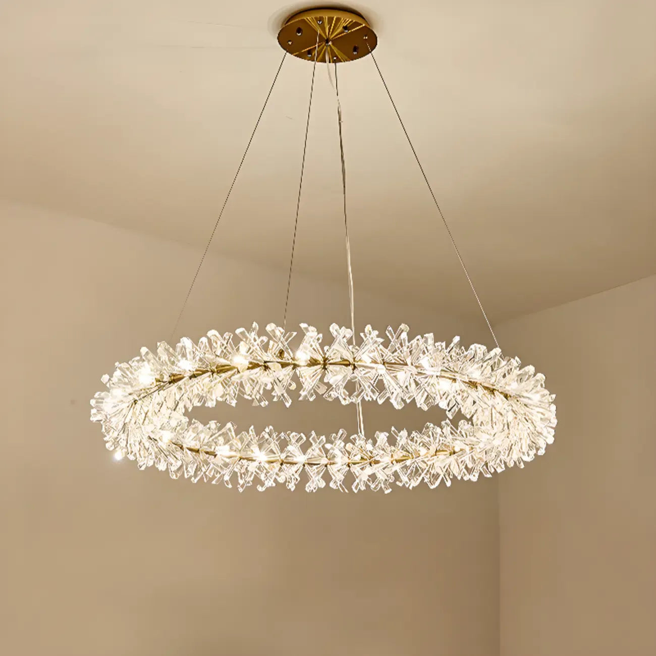 Lustres d'ambiance modernes en guirlande de cristal doré