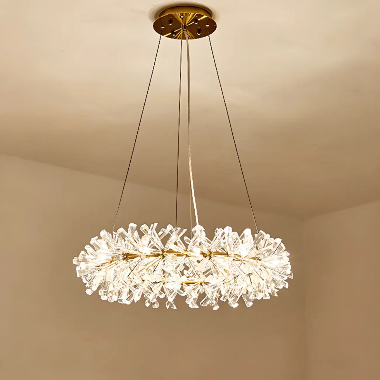Lustres d'ambiance modernes en guirlande de cristal doré