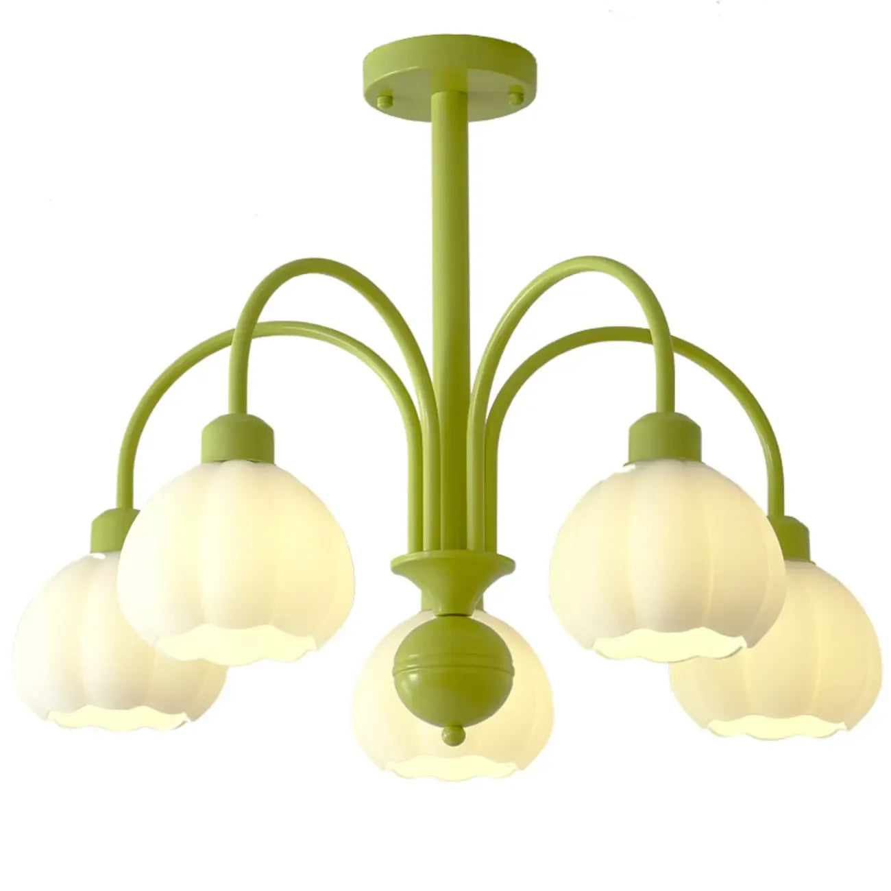 Lustre vintage floral en métal et verre pour salon