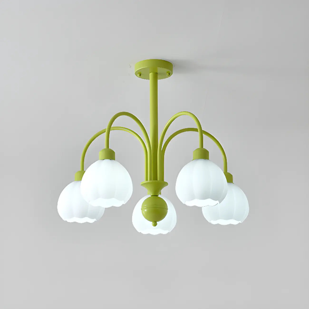 Lustre vintage floral en métal et verre pour salon