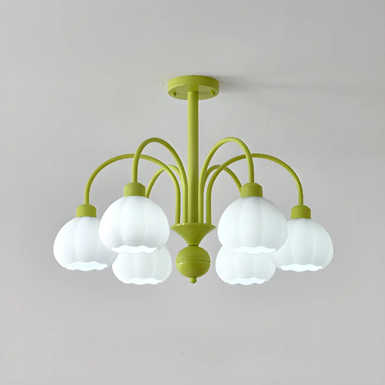 Lustre vintage floral en métal et verre pour salon