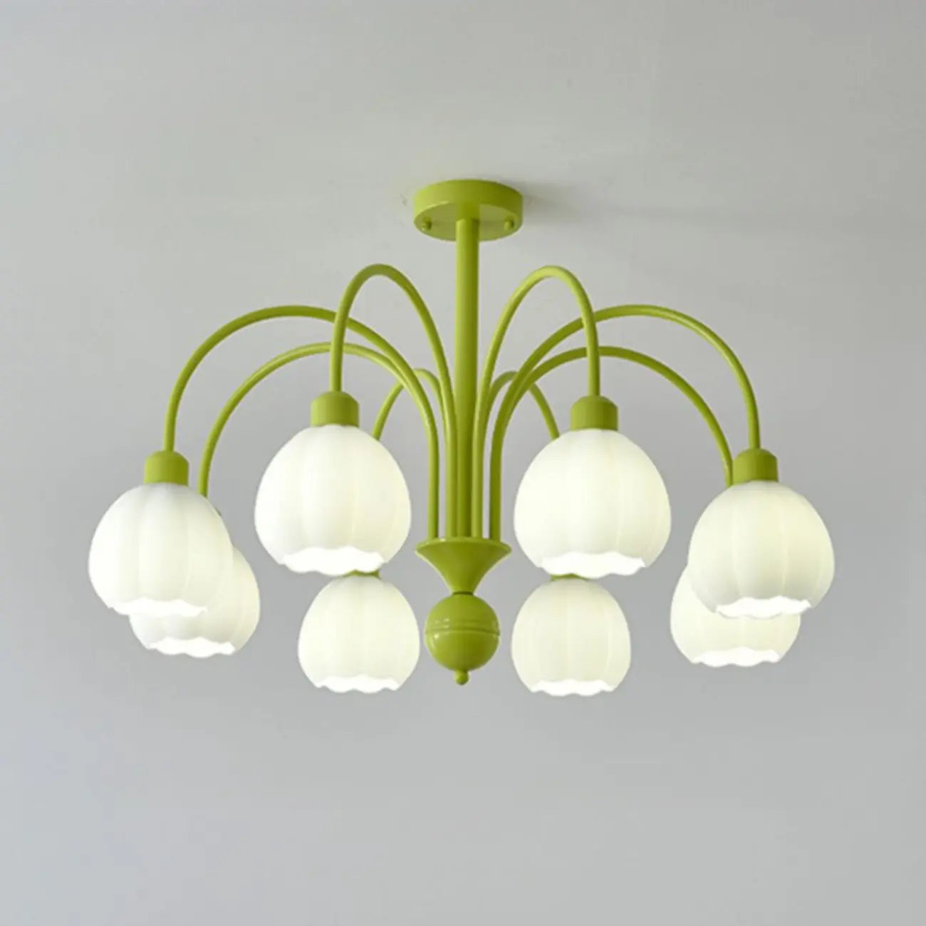 Lustre vintage floral en métal et verre pour salon