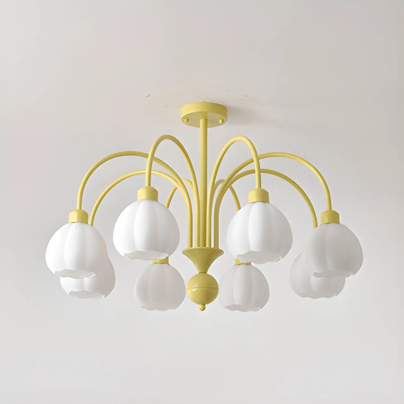 Lustre vintage floral en métal et verre pour salon
