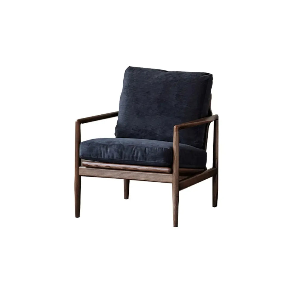 Fauteuil en cuir avec accoudoirs en bois pour salon