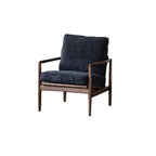 Fauteuil en cuir avec accoudoirs en bois pour salon