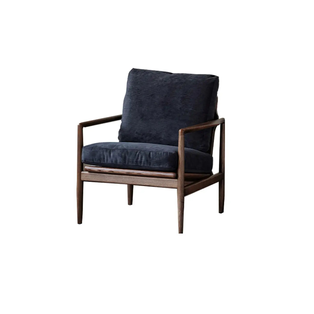 Fauteuil en cuir avec accoudoirs en bois pour salon