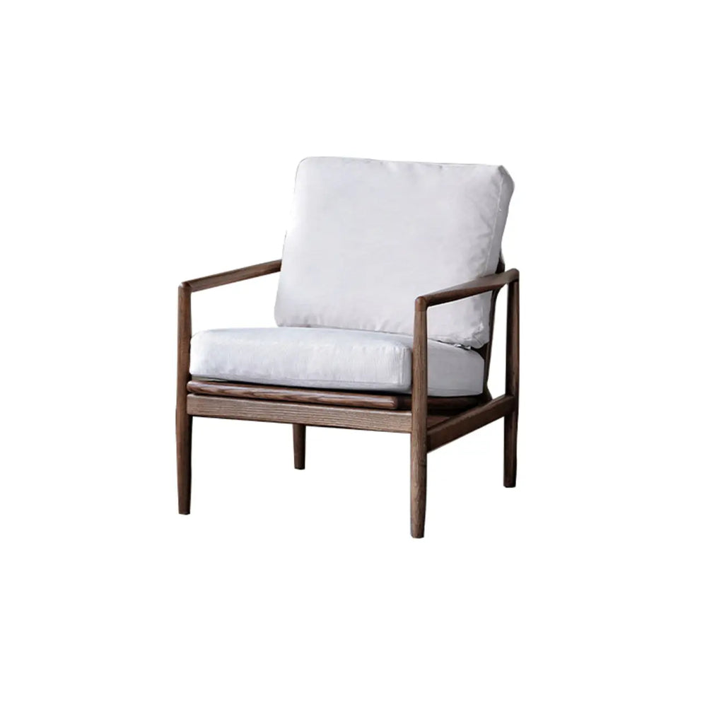 Fauteuil en cuir avec accoudoirs en bois pour salon