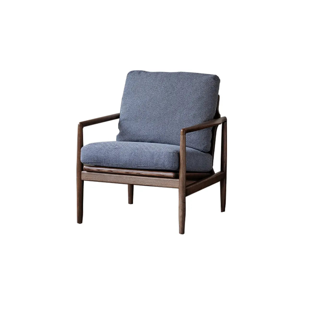 Fauteuil en cuir avec accoudoirs en bois pour salon