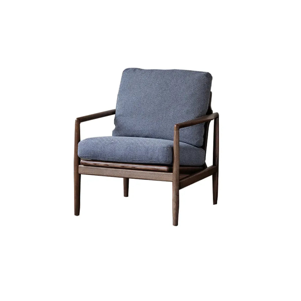 Fauteuil en cuir avec accoudoirs en bois pour salon