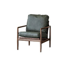 Fauteuil en cuir avec accoudoirs en bois pour salon