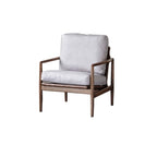 Fauteuil en cuir avec accoudoirs en bois pour salon