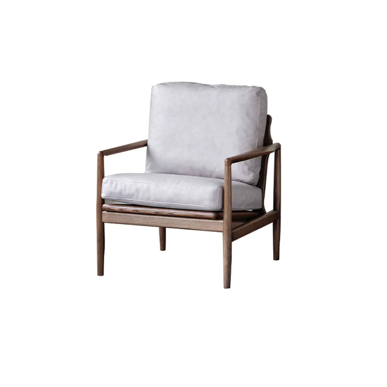 Fauteuil en cuir avec accoudoirs en bois pour salon