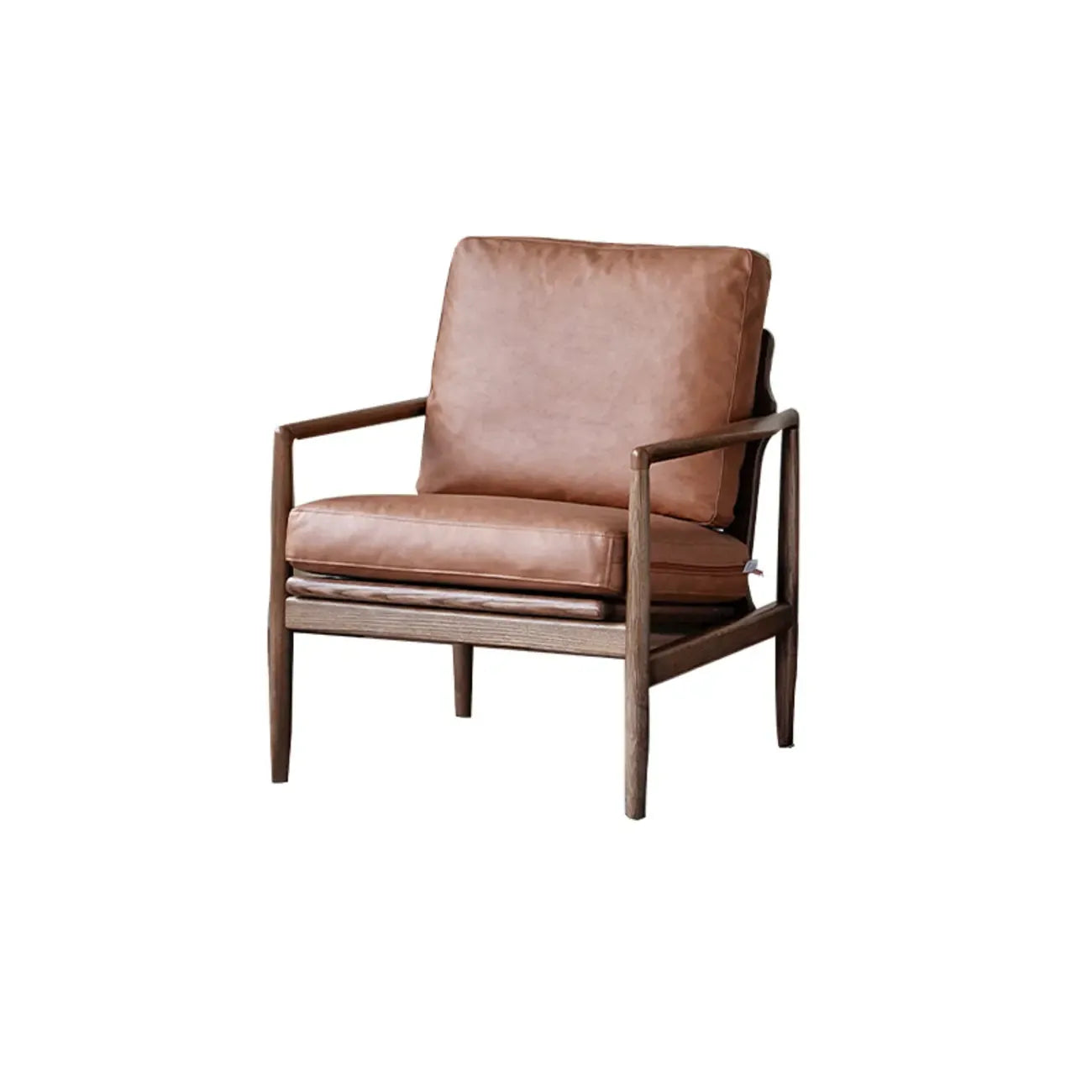 Fauteuil en cuir avec accoudoirs en bois pour salon