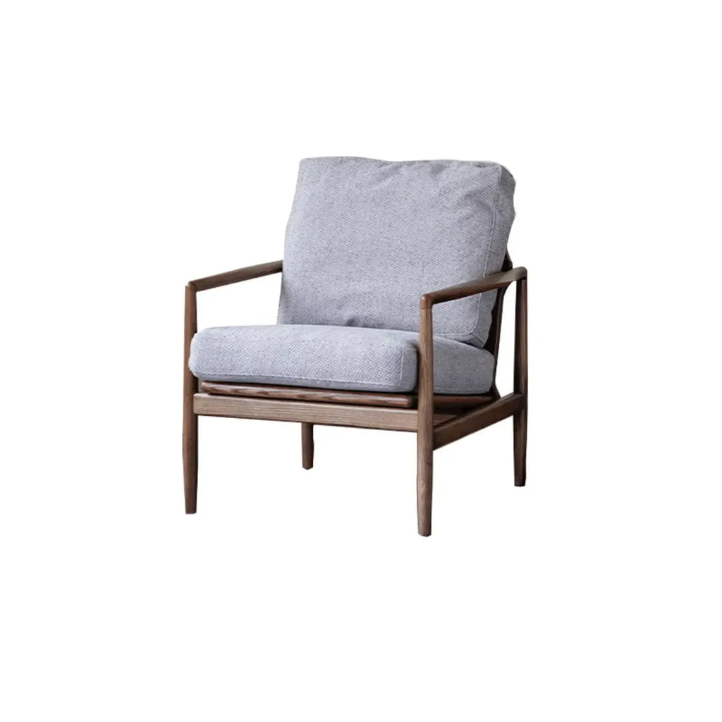 Fauteuil en cuir avec accoudoirs en bois pour salon