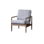 Fauteuil en cuir avec accoudoirs en bois pour salon
