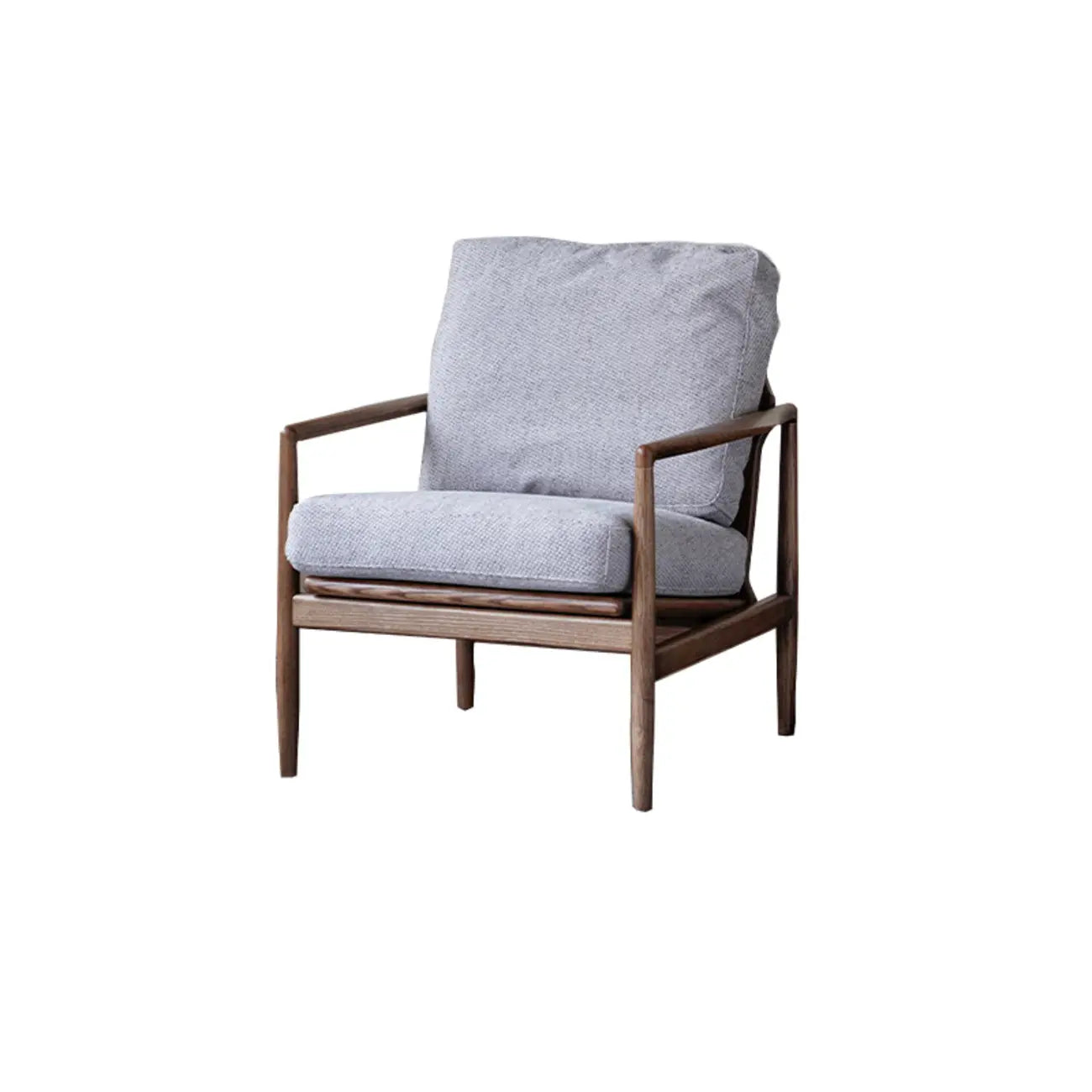 Fauteuil en cuir avec accoudoirs en bois pour salon