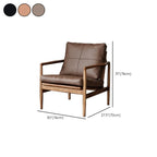 Fauteuil en cuir avec accoudoirs en bois pour salon