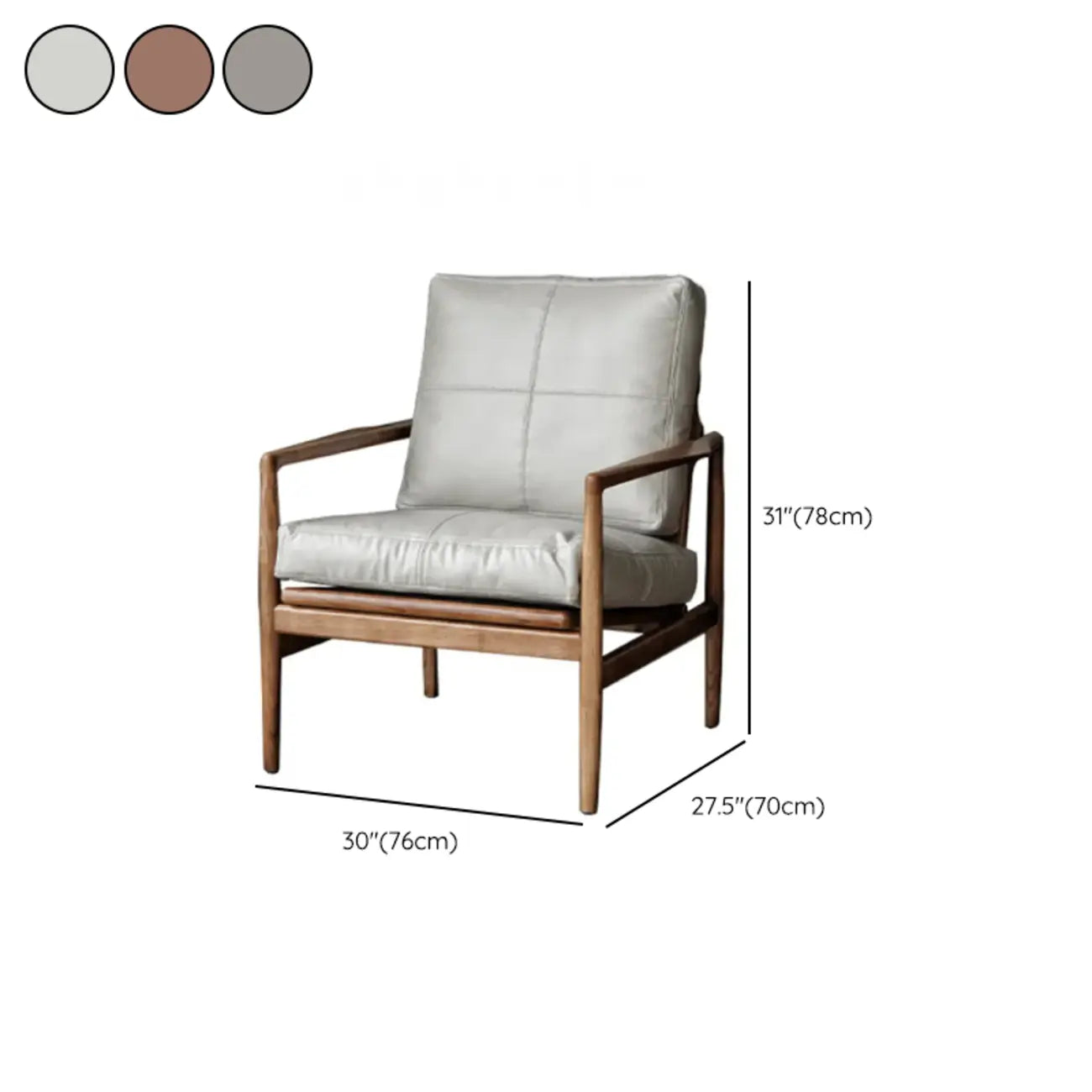 Fauteuil en cuir avec accoudoirs en bois pour salon