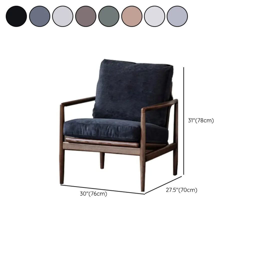 Fauteuil en cuir avec accoudoirs en bois pour salon