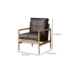 Fauteuil en cuir avec accoudoirs en bois pour salon