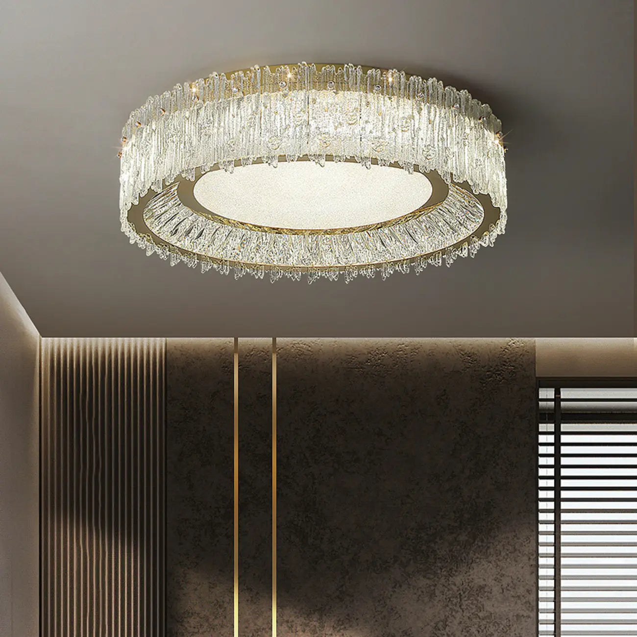 Plafonnier cylindrique moderne en cristal pour salon