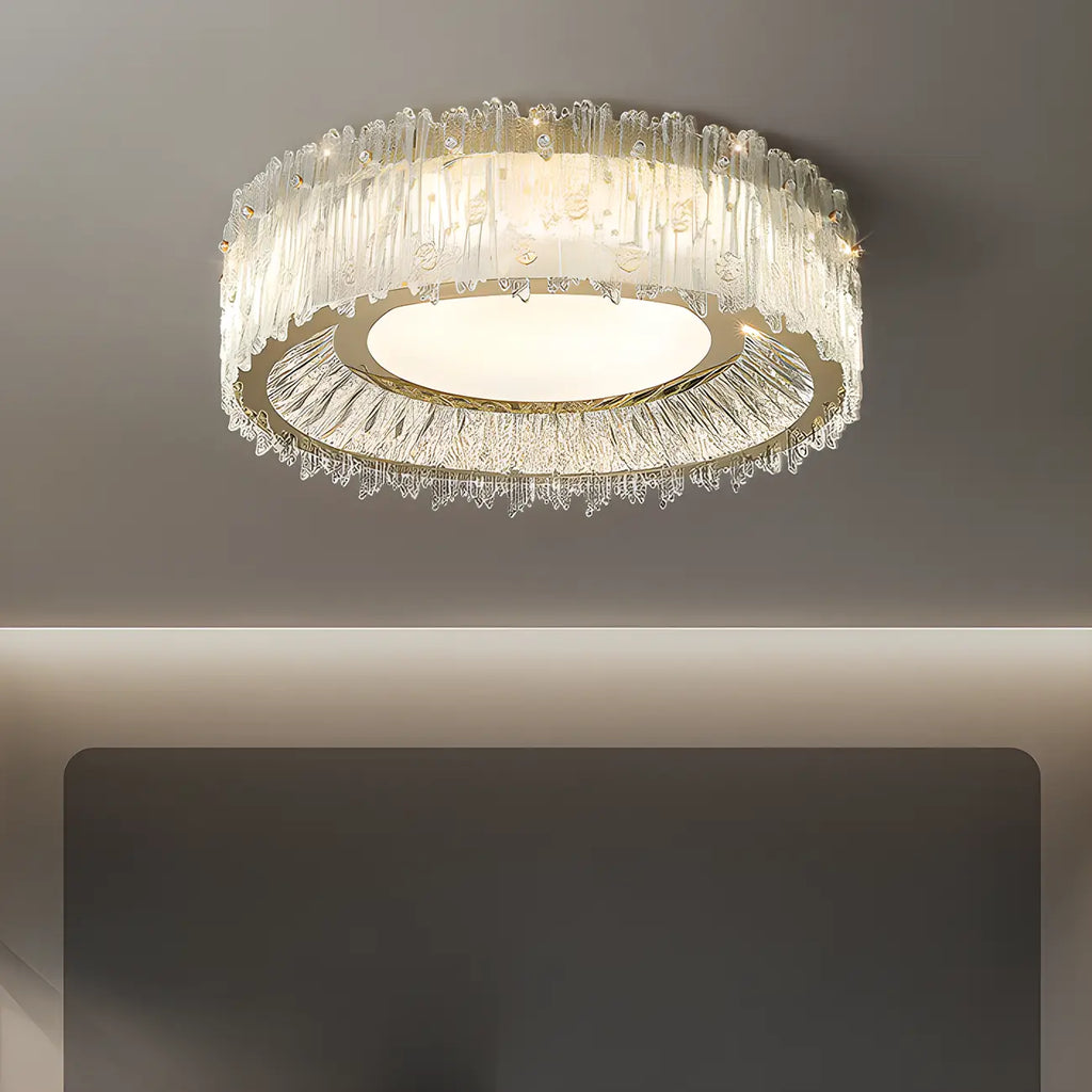 Plafonnier cylindrique moderne en cristal pour salon
