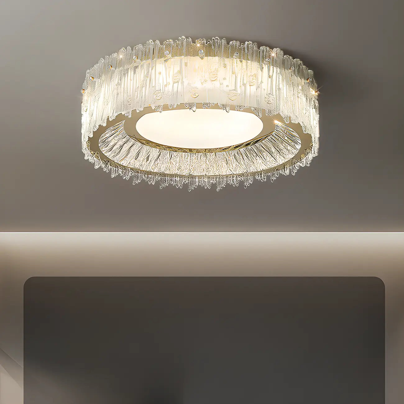Plafonnier cylindrique moderne en cristal pour salon