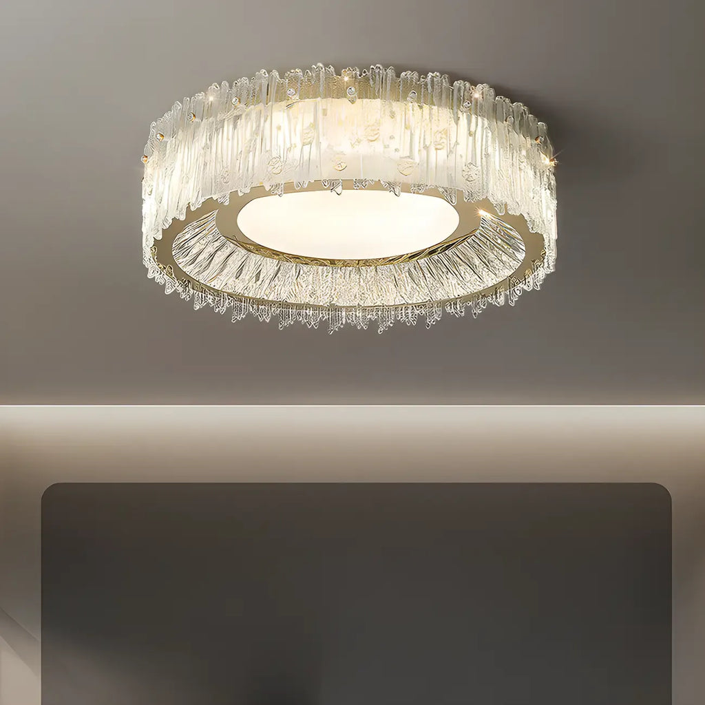 Plafonnier cylindrique moderne en cristal pour salon