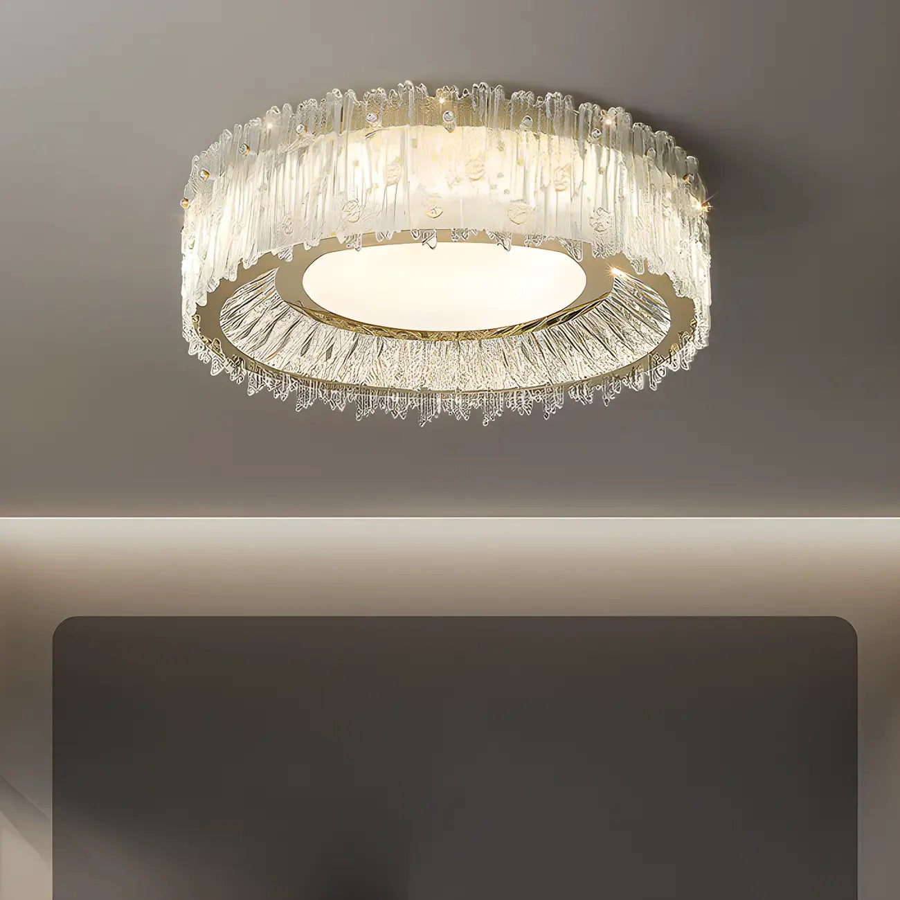 Plafonnier cylindrique moderne en cristal pour salon