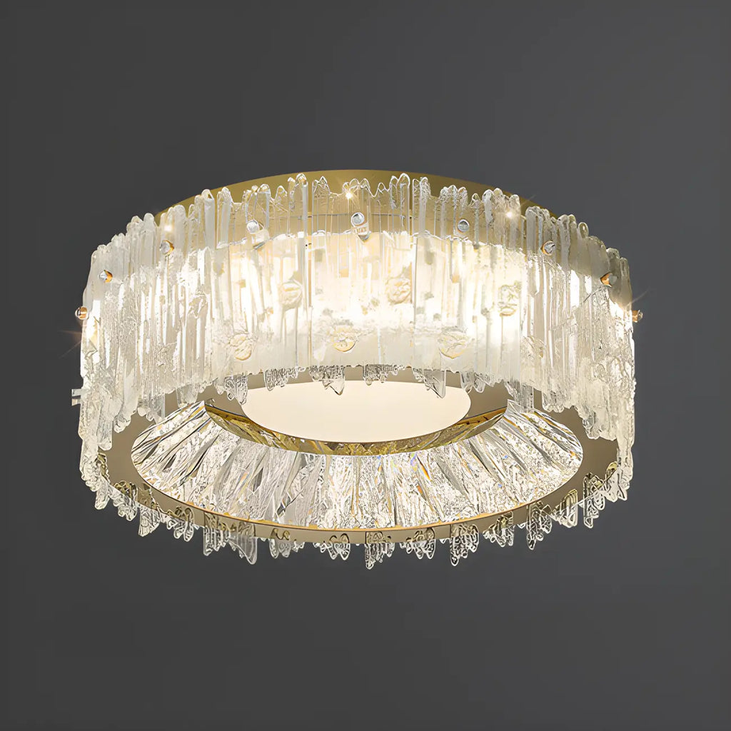 Plafonnier cylindrique moderne en cristal pour salon