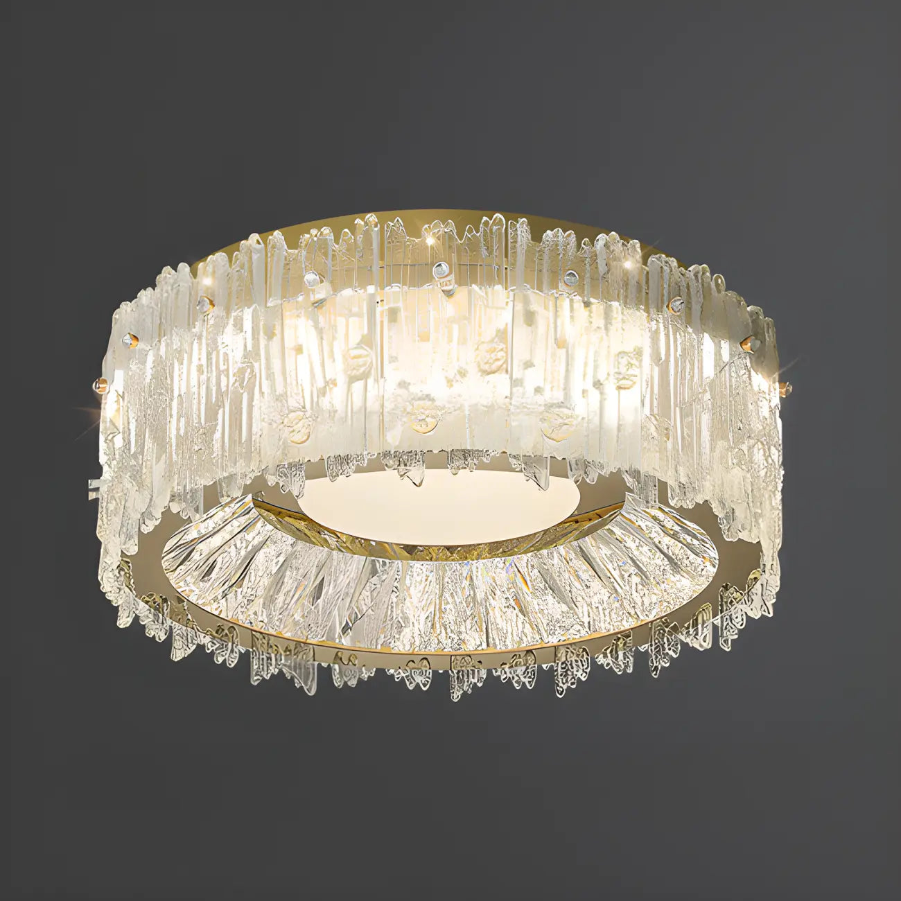 Plafonnier cylindrique moderne en cristal pour salon