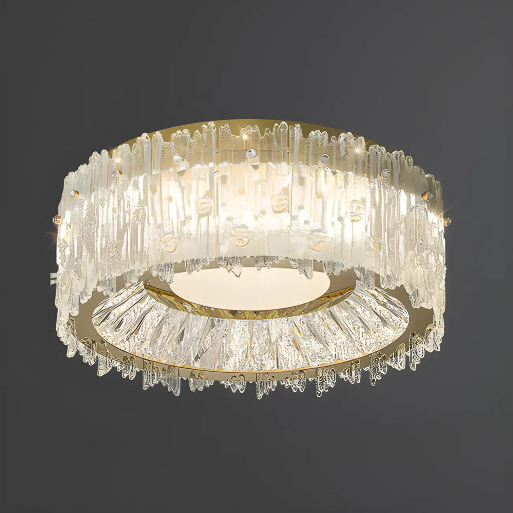 Plafonnier cylindrique moderne en cristal pour salon
