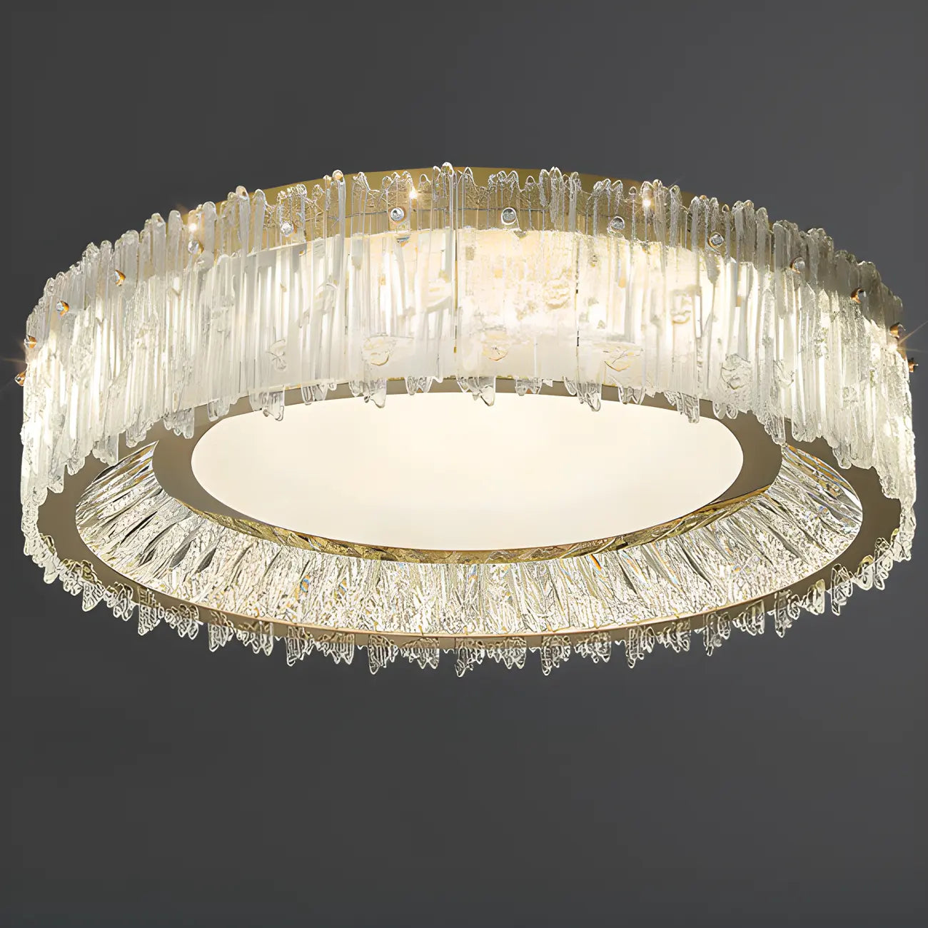Plafonnier cylindrique moderne en cristal pour salon