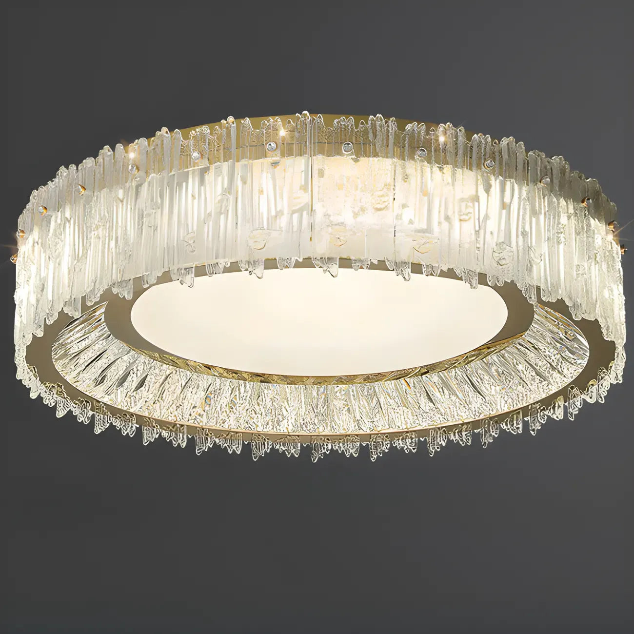 Plafonnier cylindrique moderne en cristal pour salon