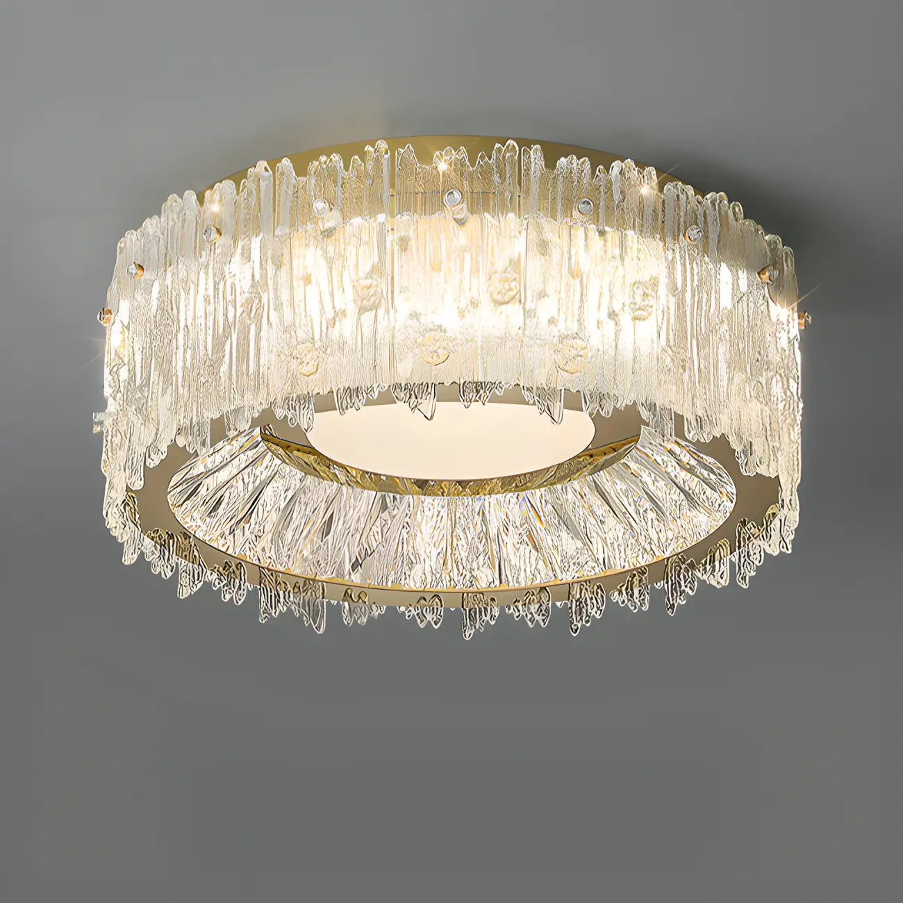 Plafonnier cylindrique moderne en cristal pour salon