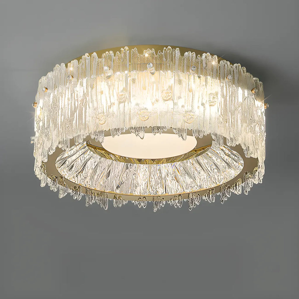 Plafonnier cylindrique moderne en cristal pour salon
