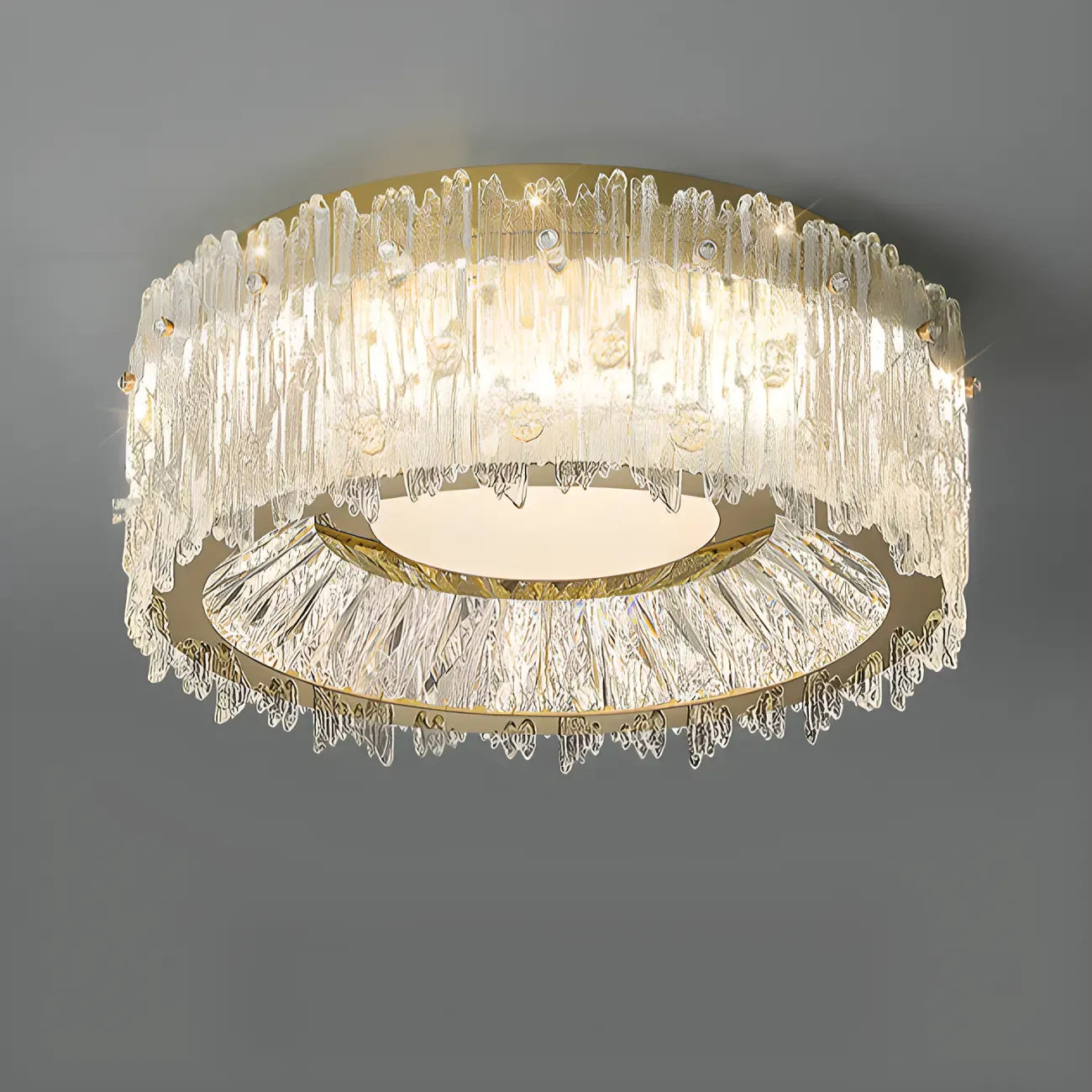 Plafonnier cylindrique moderne en cristal pour salon