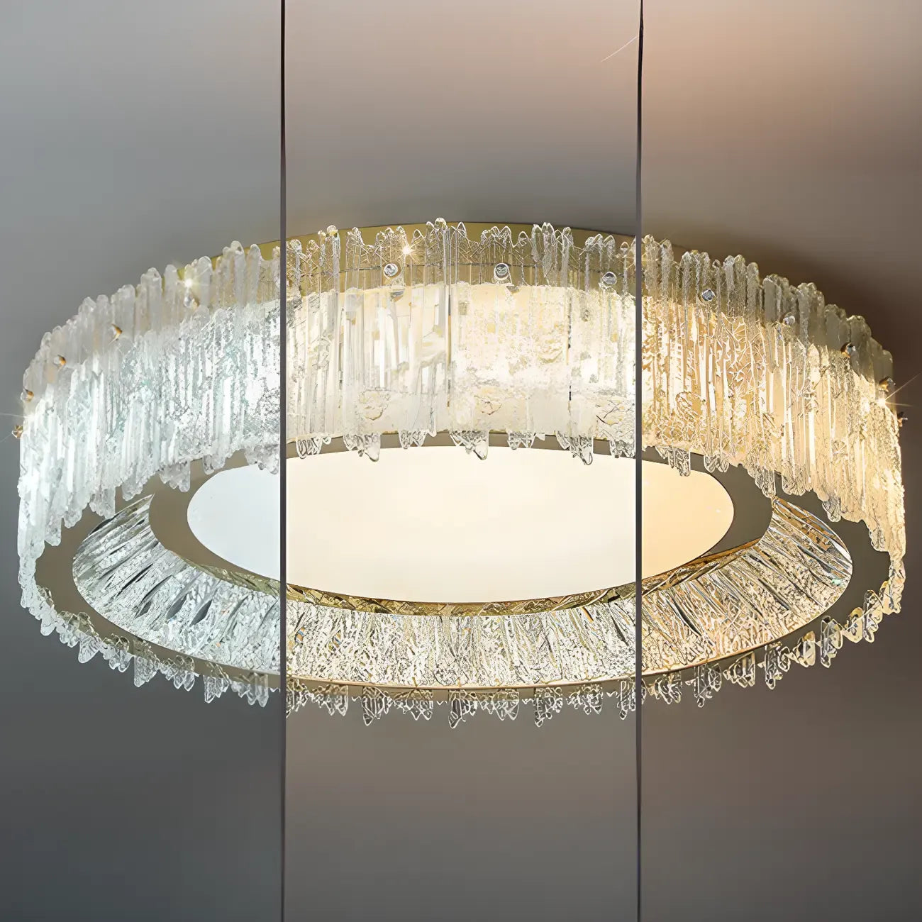 Plafonnier cylindrique moderne en cristal pour salon