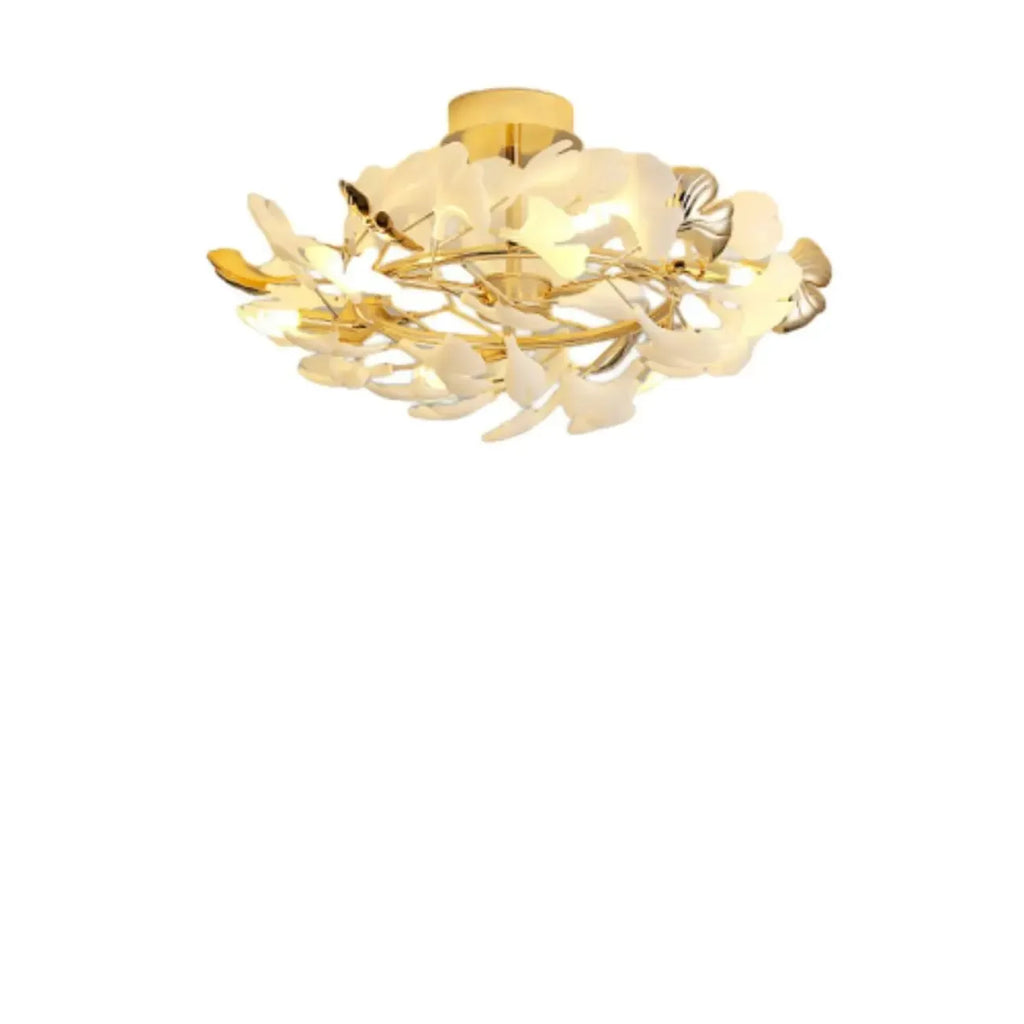Plafonnier de luxe en forme de feuille de ginkgo pour la décoration du salon
