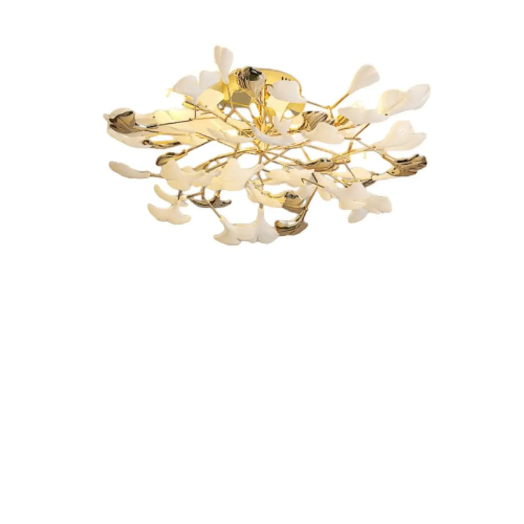 Plafonnier de luxe en forme de feuille de ginkgo pour la décoration du salon