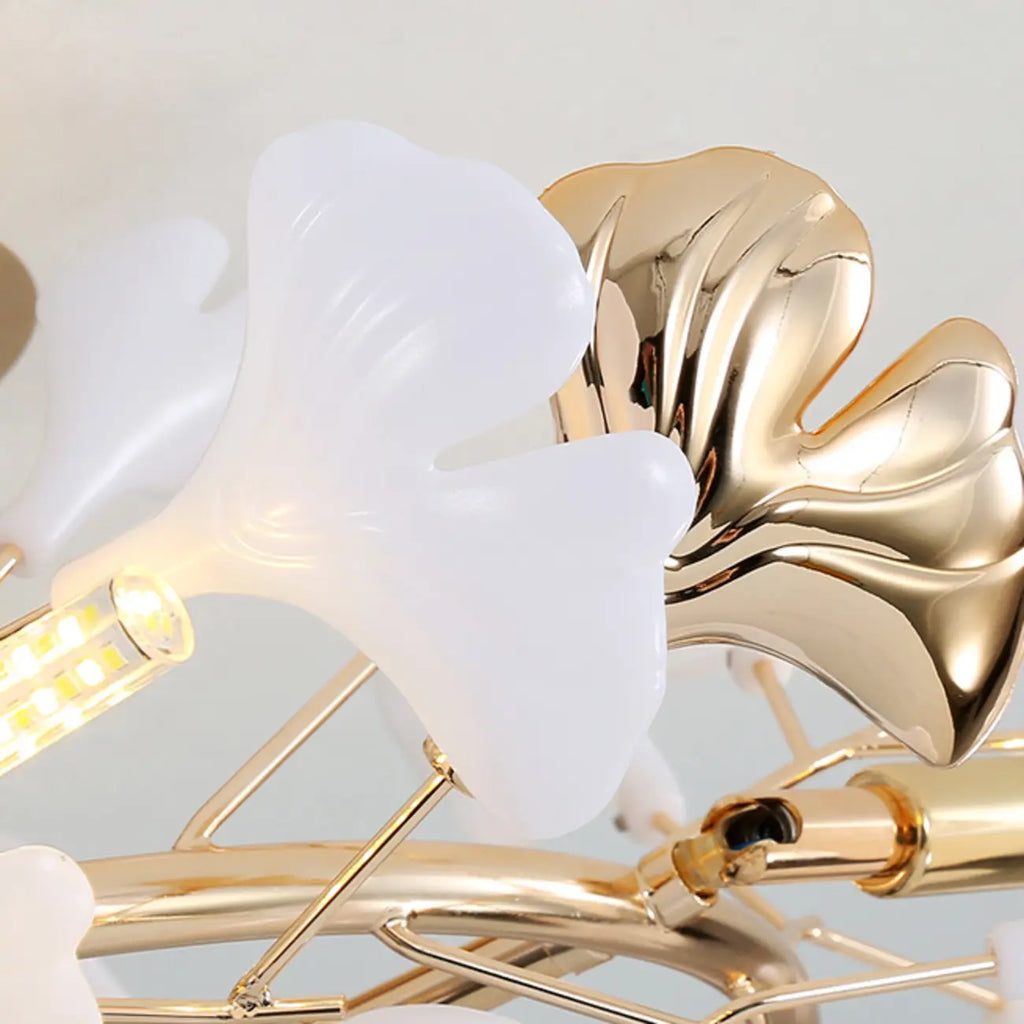 Plafonnier de luxe en forme de feuille de ginkgo pour la décoration du salon