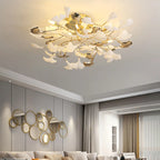 Plafonnier de luxe en forme de feuille de ginkgo pour la décoration du salon