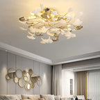 Plafonnier de luxe en forme de feuille de ginkgo pour la décoration du salon