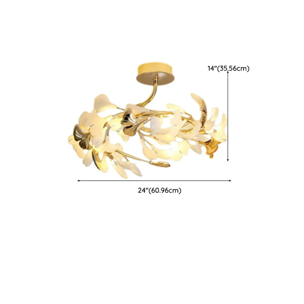 Plafonnier de luxe en forme de feuille de ginkgo pour la décoration du salon