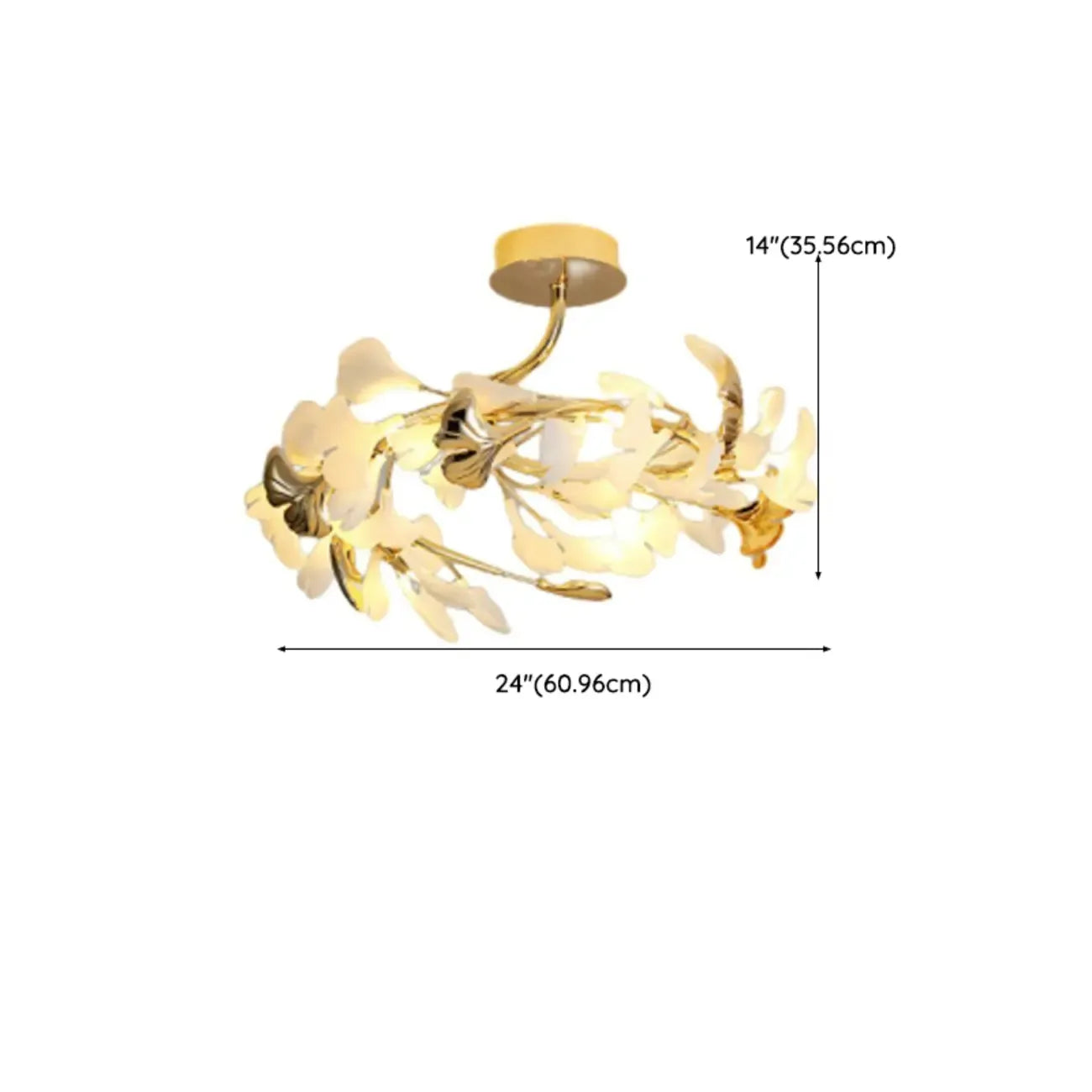 Plafonnier de luxe en forme de feuille de ginkgo pour la décoration du salon