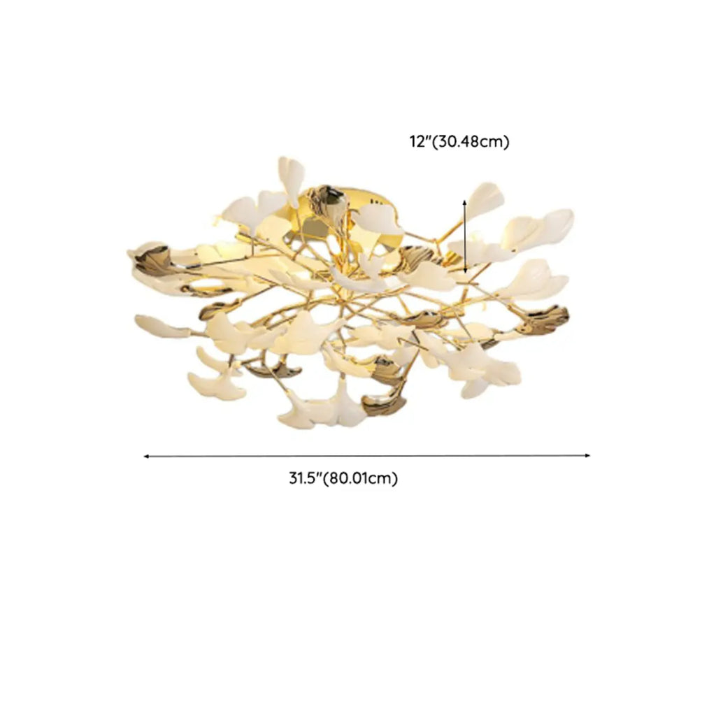 Plafonnier de luxe en forme de feuille de ginkgo pour la décoration du salon