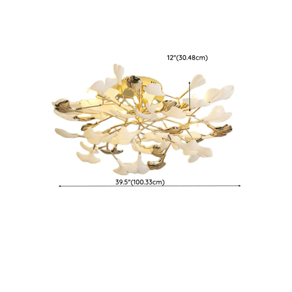 Plafonnier de luxe en forme de feuille de ginkgo pour la décoration du salon